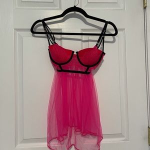 Victoria’s Secret hot pink mesh babydoll